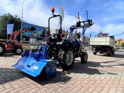 TRATTORE SOLIS S26 con FRESA SOLIS ORIGINALE CM 120 e FORCA PALLET Kg 500 - VIDEO